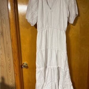 NWOT Betsey Johnson XL White Tiered Maxi Dress Boho